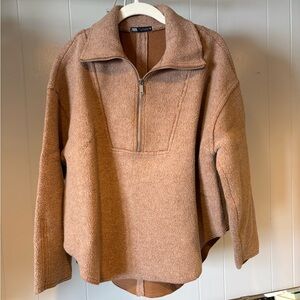 Zara Tan Fleece-Lined Pullover